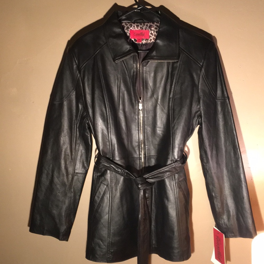 XL Soft Leather Jacket NWT Coat w/ Warm Lining